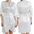 Dark Green Satin Team Bride Bridesmaid Robe Ruffle Wedding Bathrobe Gown Women Dressing Sleepwear Mother Maid of Honor Kimono - Image 2