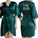 Dark Green Satin Team Bride Bridesmaid Robe Ruffle Wedding Bathrobe Gown Women Dressing Sleepwear Mother Maid of Honor Kimono - Image 6