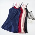 Women's Sexy Silk Satin Night Dress Sleeveless Nighties V-neck Nightgown Nightdress Plus Size Sleepwear Nightwear - Image 2