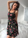 Floral Print Sleepwear Mesh Ruffle Hem Cami Nightdress Bride Nightwear Babydoll Vintage Sleep Dress - Image 5