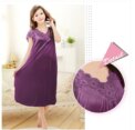 Free shipping women black lace sexy nightdress girls plus size bathrobe Large size Sleepwear nightgown Y02-2 - Image 5