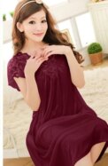 Free shipping women red lace sexy nightdress girls plus size Large size Sleepwear nightgown night dress skirt Y02-4 - Image 2