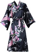 Silk Satin Wedding Bride Bridesmaid Robe Floral Bathrobe Short Kimono Robe Night Robe Bath Robe Fashion Dressing Gown For Women - Image 6