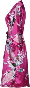 Silk Satin Wedding Bride Bridesmaid Robe Floral Bathrobe Short Kimono Robe Night Robe Bath Robe Fashion Dressing Gown For Women - Image 4