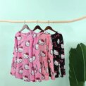 Winter Hello Kitty Pajama Top Kawaii Cartoon Pajama Y2K Warm Thickened Woman Top Plush Homewear Cute Sleepwear Shirts - Image 2