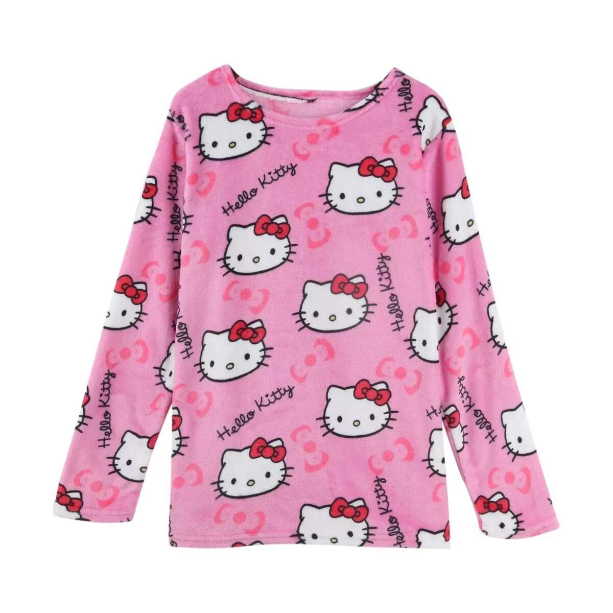 Winter Hello Kitty Pajama Top Kawaii Cartoon Pajama Y2K Warm Thickened Woman Top Plush Homewear Cute Sleepwear Shirts - Image 5