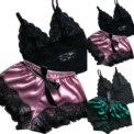 2PCS Womens Lace Sleepwear Lingerie Tops Shorts Set Babydoll Casual Pajamas Nightwear - Image 4