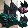 2PCS Womens Lace Sleepwear Lingerie Tops Shorts Set Babydoll Casual Pajamas Nightwear - Image 2