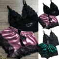 2PCS Womens Lace Sleepwear Lingerie Tops Shorts Set Babydoll Casual Pajamas Nightwear - Image 3
