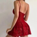 G-string Nightgown Set For Sexy Woman Summer Night Dress Ultra-thin See-through Pajama Sets Lace Sleepwear Suspender Lingerie - Image 3