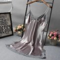 Sexy Lace Patchwork Camisole Lingerie Silk Dress Sleepwear Nightgown Women's Nightgowns - Image 3