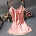 Sexy Lace Patchwork Camisole Lingerie Silk Dress Sleepwear Nightgown Women's Nightgowns - Image 6