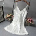 Sexy Lace Patchwork Camisole Lingerie Silk Dress Sleepwear Nightgown Women's Nightgowns - Image 5
