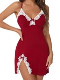 Pajamas Women Sleepwear Sexy Lingerie Sleeveless V-neck Straps Lace Silk Satin Dress Nighties Nightgown Nightwear Sleepshirts - Image 3