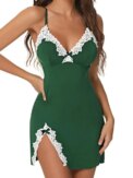 Pajamas Women Sleepwear Sexy Lingerie Sleeveless V-neck Straps Lace Silk Satin Dress Nighties Nightgown Nightwear Sleepshirts - Image 5