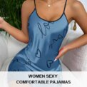Women Sleeveless Sleepwear Mini Pajamas Spaghetti Sling Home Clothes Nighty Satin Soft Sexy Simple Female Nightwear - Image 4