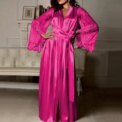 Women Sexy Imitation Ice Silk Plus Size Pajamas Nightgown Night Gown Nightwears For Ladies Sexy V-neck Sleepwear - Image 2
