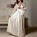 Women Sexy Imitation Ice Silk Plus Size Pajamas Nightgown Night Gown Nightwears For Ladies Sexy V-neck Sleepwear - Image 6