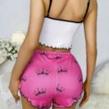 Summer Women's Milk Silk Printed Crown & Flamingo Shorts  Tank Top Two-Piece Set Casual Loungewear Homewear Sleepwear - Image 4