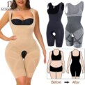 MISSMOLY Women Shapewear Slimming Bodysuit Open Crotch Corset Postpartum Recovery Sheath Tummy Control Full Body Shaper Jumpsuit