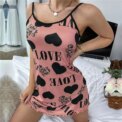 Summer New Women's Nightgown Beauty Back Thin Section Of Home Wear Sexy Halter Short Skirt Love Cartoon Cute Printing Pajamas - Image 6