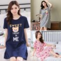 Short-Sleeved Nightgown Ladies Dress Nightgown Female Students Homewear in the Long Skirt Autumn Winter Sexy Sweet Cute Dress