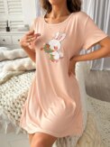 Women's Four Seasons Spring and Summer Casual Sweet Cute Rabbit Soft  Women's Nightgown