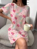 Standard Size Women's All Year Round Spring and Summer Casual Romantic Donut Print Cute Nightgown - Image 4
