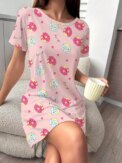 Standard Size Women's All Year Round Spring and Summer Casual Romantic Donut Print Cute Nightgown - Image 3