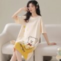 Women Pajamas Cute Short-Sleeved Nightgown Cartoon Large Size Thin Section of the Mid-Length Skirt Homewear Can Be Worn Outside - Image 4