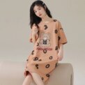 Women Pajamas Cute Short-Sleeved Nightgown Cartoon Large Size Thin Section of the Mid-Length Skirt Homewear Can Be Worn Outside - Image 2