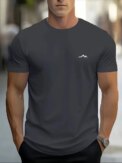 Fashionable casual men's solid color letter print pattern casual loose street fitness high quality versatile men's T-shirt - Image 2