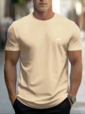 Fashionable casual men's solid color letter print pattern casual loose street fitness high quality versatile men's T-shirt - Image 5