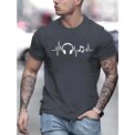 Men's Summer Earbuds Printed Round Neck Short Sleeve Casual Cotton T-shirt New Fashion Daily Loose Size Couple Street T-shirt - Image 3
