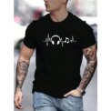 Men's Summer Earbuds Printed Round Neck Short Sleeve Casual Cotton T-shirt New Fashion Daily Loose Size Couple Street T-shirt - Image 2