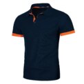 Men's short sleeve color matching fashion with men's lapel short sleeve - Image 3