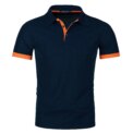 Men's short sleeve color matching fashion with men's lapel short sleeve - Image 2