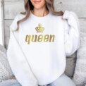 Queen Printing Womens Sweatshirt Fashion O Neck Tops Casual Jogging Pullover Daily Commute Clothing Loose Woman Tracksuit Y2k - Image 2
