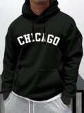 Street Letter Print Hoodie Men's Pocket Drawstring Pullover Soft Sweatshirt Autumn Casual Wear - Image 3