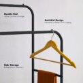 Double Rod Clothes Hanger Heavy Duty Clothes Hanger Clothing Display Rack with Storage Rack for Store Bedroom Dressing Room Whit - Image 3
