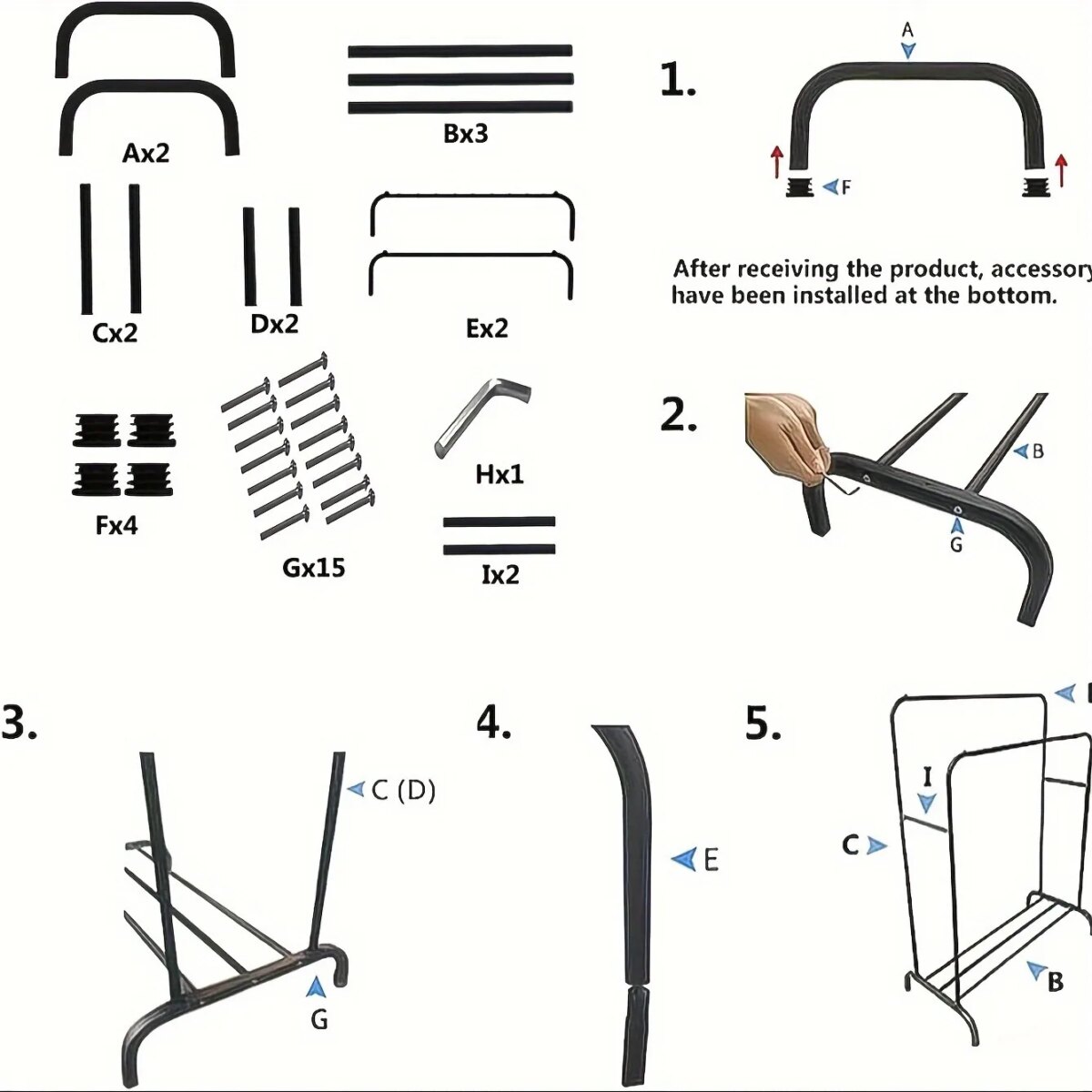 Double Rod Clothes Hanger Heavy Duty Clothes Hanger Clothing Display Rack with Storage Rack for Store Bedroom Dressing Room Whit - Image 5