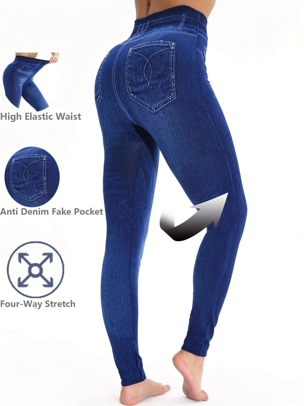 Flat Fashionable Tight Pants For Women Imitating Denim Legging Elastic Fitness And Yoga Pants Sexy Pencil Pants - Image 1