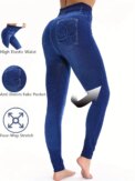 Flat Fashionable Tight Pants For Women Imitating Denim Legging Elastic Fitness And Yoga Pants Sexy Pencil Pants
