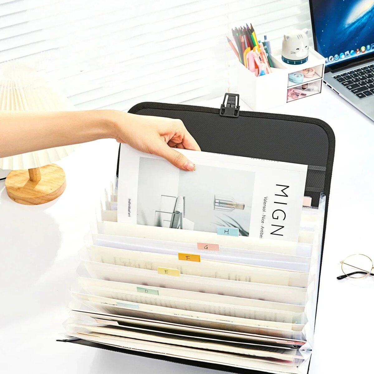 Vertical Organ Bag Thickened A4 File Folder Student Test Paper Data Storage File Bag Office Document Organizer Handheld Folder - Image 3