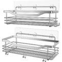 Bathroom Shower Organizer Shower Shelf Adhesive Stainless Steel Shelves Bathroom Storage No Drilling Wall Mounted Shower Rack