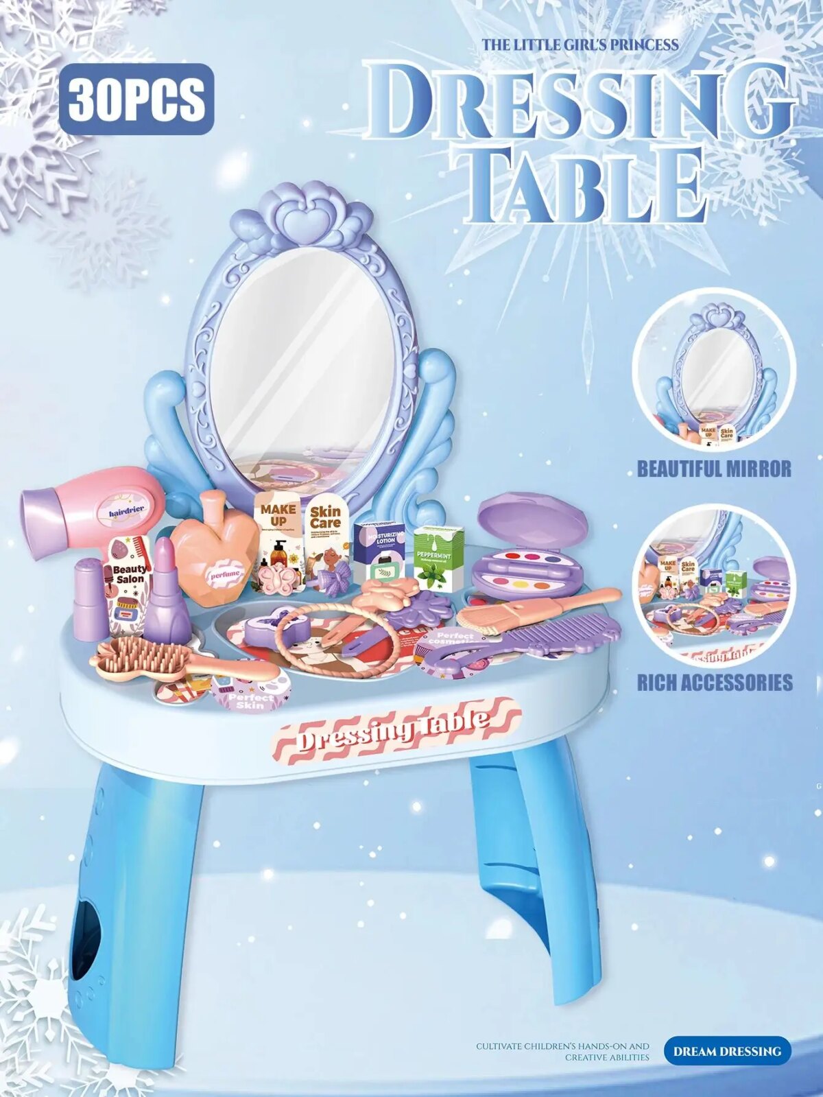 30pcs Kids dressing table toy girl simulation home makeup and makeup jewelry box 3-4 5-6 years old baby birthday giftChildren Makeup Cosmetics Playing Box Princess Makeup Girl Toy Play Set Lipstick Eye Shadow Safety Nontoxic Toys Kit For Kids - Image 2