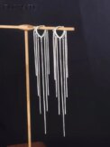 FLORATO 925 sterling silver earrings chain tassel pendant earrings zircon silver earrings for women trend Luxury Wedding Jewelry - Image 2