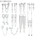FLORATO 925 sterling silver earrings chain tassel pendant earrings zircon silver earrings for women trend Luxury Wedding Jewelry