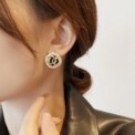 2025 New Shiny Zircon Inlaid Black Square Letter Stud Earrings Luxurious Exquisite Jewelry Fashion Accessories for Women‘s Ears - Image 3