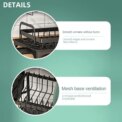 2-Tier Dish Drying Rack with Cutlery Holder, Carbon Steel & Plastic, Easy Install Over Sink Drainer, Sturdy Water Dish Storage:4 Days Free Delivery - Image 5